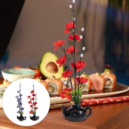 Decoratieve Bloemen 2 Stuks Decoratie Koude Schotel Bloem Kunstmatige Groene Planten Sushi Plaat Ornament DIY Pp Pot Indoor