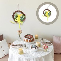 Fleurs décoratives 2 pièces guirlande de cercle de vigne de pâques décoration couronne suspendue artificielle le nid d'oiseau oeuf pendentif en plastique mariage