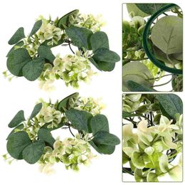 Guirlande de fleurs décoratives en Eucalyptus, 2 pièces, chandelier, couronne de printemps artificielle, anneaux de fleurs en soie pour pilier