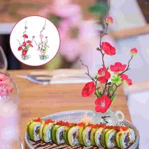 Decoratieve bloemen 2 pc's Faux Flower Cake Decoreren Sushi Restaurant Decoratie Dish Beelden Chinoiserie Sashimi Ornament