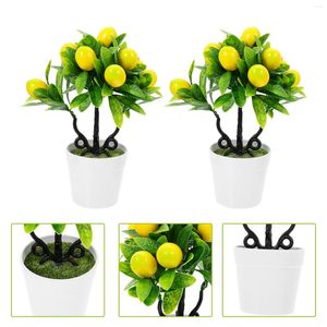 Decoratieve Bloemen 2 Stuks Faux Potplanten Nep Bomen Kantoor Decor Decors Thuis Kunstmatige Fruit Bonsai Simulatie Bonsais