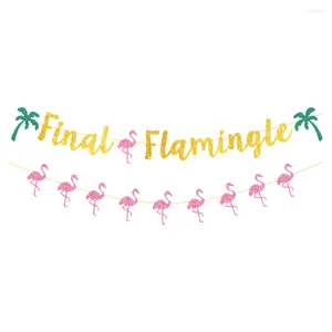 Fleurs décoratives 2 Pcs Flamingo Latte Bannière Suspendue Élégante Décorations De Table Hawaïennes Fête Tirant Drapeau Ananas Le Signe