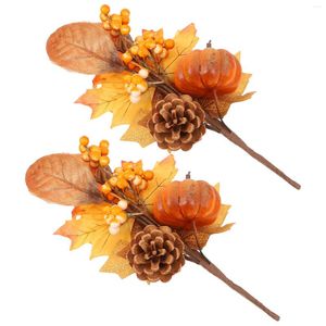 Fleurs décoratives 2 pièces guirlande bricolage feuilles décor de mariage accessoires de couronne de citrouille artificielle automne automne Table