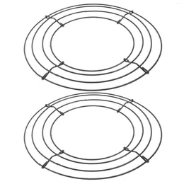 Decoratieve bloemen 2 pc's slinger frame krans vorm kerst metalen draadringen ijzer ronde achtergrondstandaard macrame