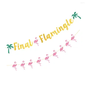 Fleurs décoratives 2 Pcs Hawaii Bannière Papier Flamingo Bannières Décoration Unique Po Médaillon Accessoires Articles De Fête Banquet Créatif