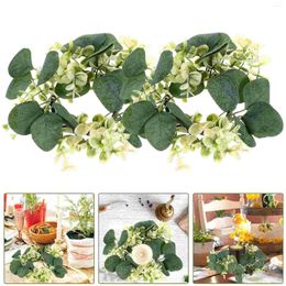 Decoratieve bloemen 2 PCS Holder Holtertick slingerringen voor pilaren kunstmatige blad bruiloft eettafel eucalyptus