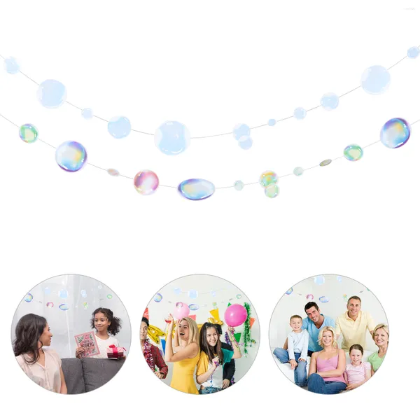 Fleurs décoratives 2 Pcs Latte Bubble Decor Anniversaire Bannière Mer Fête Guirlandes Océan Pvc