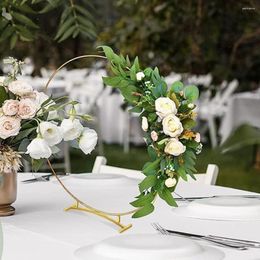 Flores decorativas, 2 uds., marco de corona de Metal, soporte de escritorio, accesorios de ajuste de lugar, aros de flores, flores de boda para hacer centro de mesa de hierro