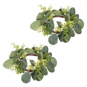 Decoratieve bloemen 2 pc's Napkin Rings Festival krans groen blad tafel decoratie slingerdeling kunstmatig