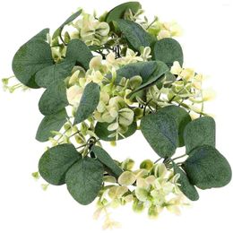 Fleurs décoratives 2 pcs ou chandelier Garland Wreath Advent Ring Hinder Fleur Fleur artificielle Eucalyptus