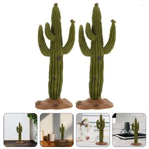 Decoratieve bloemen 2 stuks Plant Cactus Model Miniatuur Standbeeld Ambachten Kleine Miniaturen Versieren Auto Decor Kantoor