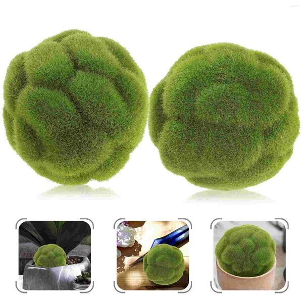 Boule de mousse décorative pour plantes, 2 pièces, boules de décoration conservées, touffetage, topiaire artificiel, bol en Faux verre