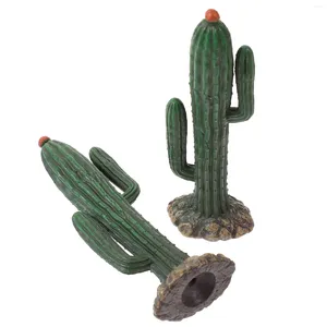 Decoratieve bloemen 2 stuks PVC-simulatie Cactus Mini Ornament Modellen Groene planten Micro Landschap Auto Decoratie Kantoor