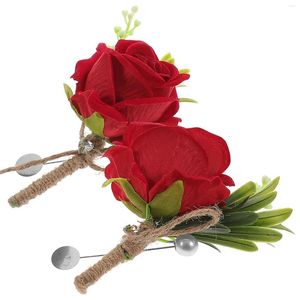 Fleurs décoratives 2 PCS ROSES DROITE CORSAGE ROBE BOUTONNIERE MUDE DÉCORISATION DÉCORATION COURT