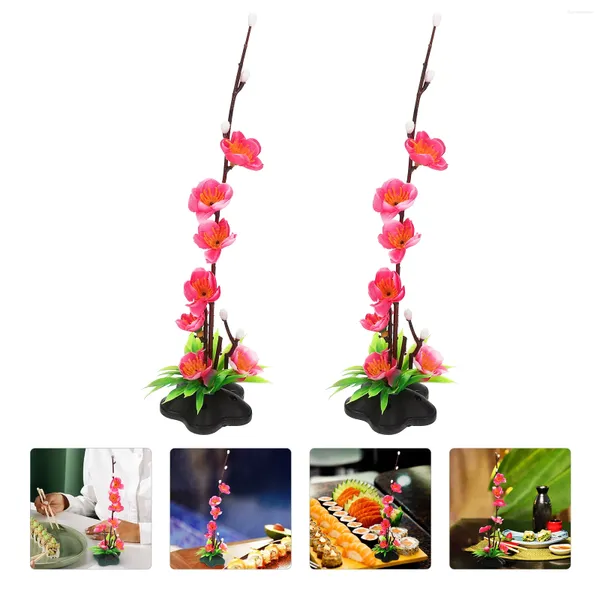 Fleurs décoratives 2 pcs Sashimi Decoration Sushi Plat Fleur Fleur Artificiel Dining Salle Table Adoure Adon Plateau de glace