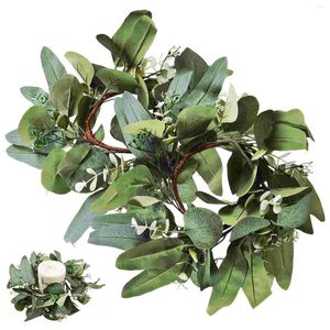 Decoratieve Bloemen 2 Stuks Gesimuleerde Garland Ring Eucalyptus Faux Krans Versieren Huis Accenten Pe (plastic) Huishouden