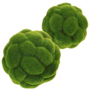 Fleurs décoratives 2 pcs Simulate Moss Ball Boules vertes Ornements de mariée Décorations séchées Plastic