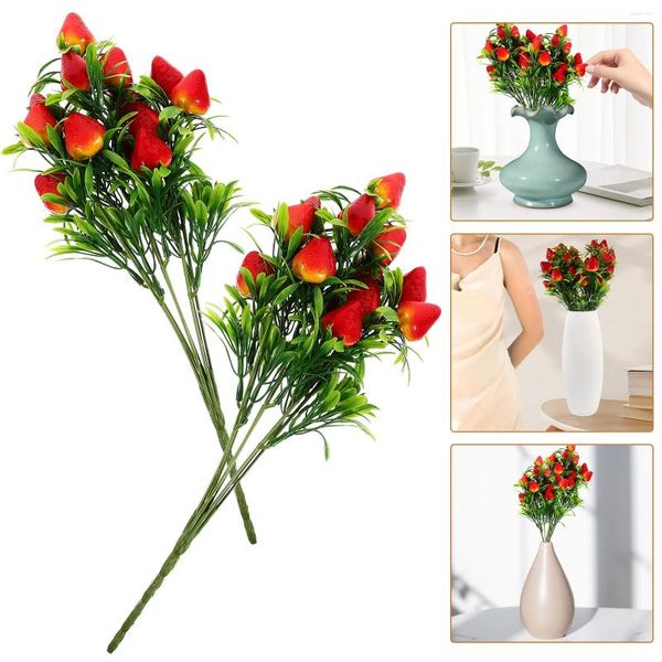 Fleurs décoratives 2 PCS Simulate Festival Strawberry Festival Accessoire Décorations de mariage Tables Branches Home Party Props Fruit DIY