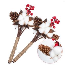 Fiori decorativi 2 pezzi Simulazione Berry Branch Decor Composizione floreale Natale