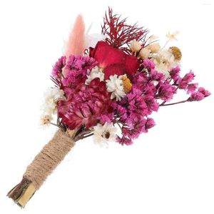 Fleurs décoratives 2 pièces petit Bouquet de fleurs séchées pour boutonnière fournitures de décoration de mariage Mini ornement