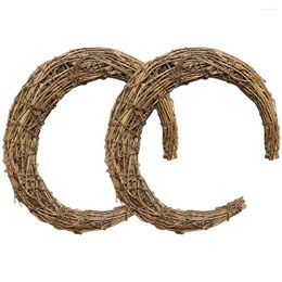 Flores decorativas 2 PCS Smilax Glabra Rattan Flor de seda Diy Corona de bricolaje Marco de la luna Anillo de la luna Coronas navideñas en forma de anillos de alambre