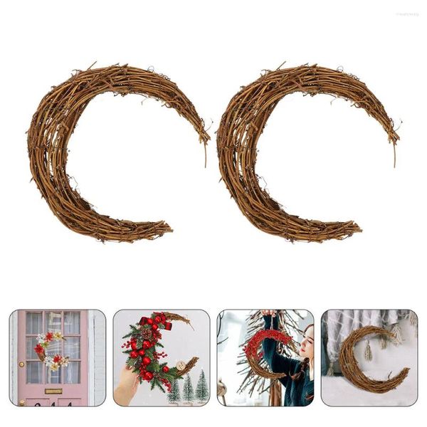 Flores decorativas 2 pcs smilax ratán rama rama decoración luna coronas materiales de bricolaje anillo floral anillos de Navidad