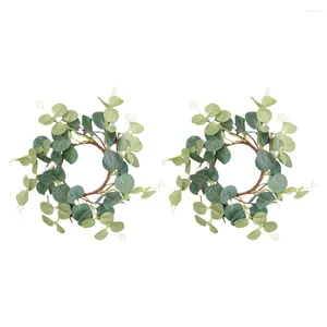 Decoratieve Bloemen 2 Stuks Zomer Dienblad Decor Ring Nordic Pasen Accessoire Huishoudelijke Gift 15x15cm Supply Krans Groen ijzerdraad Bruid