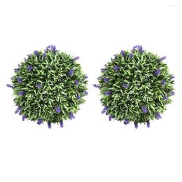 Decoratieve bloemen 2 pc's Topiary Ball Hangende lavendel BOARDWOOD BALLEN FAUX PLANTEN INDOOR BRUID BIJ BROEG Decor Artificial Vase Filler Floral