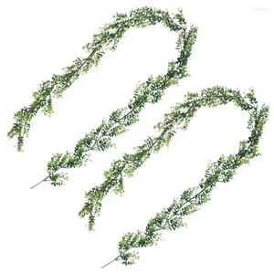 Fleurs décoratives 2 pcs vignes artificielles de scène de plante disposition propulse fausse feuilles eucalyptus pleureur de plantes vertes décor de guirlande décor