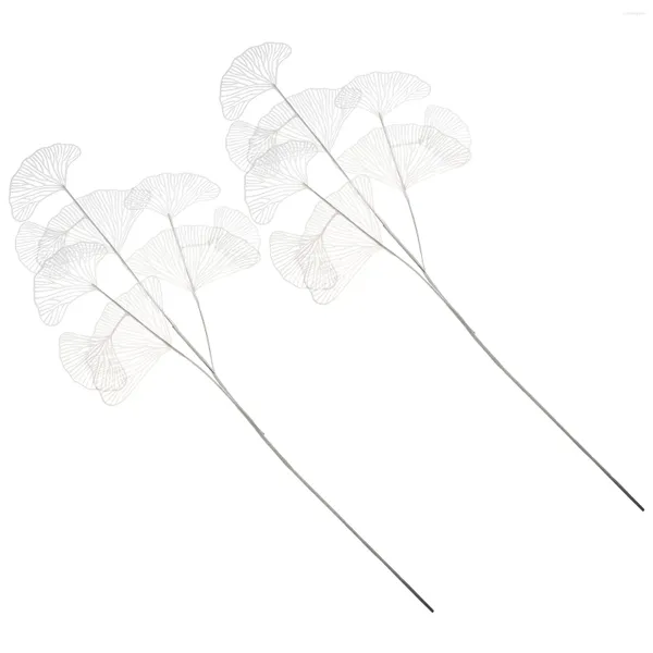 Fleurs décoratives 2 PCS Bouquets de mariage simulés Ginkgo Fausses Fausses Simulation réaliste décorer en plastique mariée