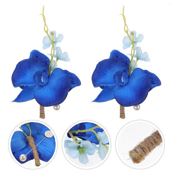 Fleurs décoratives 2 pièces poignet fleur costume accessoires fête de mariage boutonnière décoration soie Couple marié vêtements accessoire