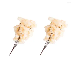 Fleurs décoratives 2 pièces artificielles cerises fleur de simulation de soie bouquet mariage blanc