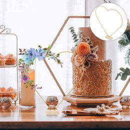 Flores decorativas 2 juegos de centros de mesa de madera para decoración de mesas, marco de corona de alambre de corazón, aros de Metal para escritorio, Base de decoraciones de boda