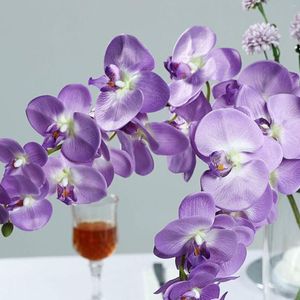 Fleurs décoratives 2 tiges de tige de soie de lavande orchidée artificielle pour bricolage bouquet de mariage fête maison table pièce maîtresse florale décor