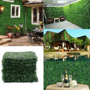 Decoratieve bloemen 20/10 PCS kunstgras 25x25cm bruiloft achtergrond panelen topiary hedge planten tuin achtertuin hek groen muur decor