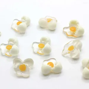 Fleurs décoratives 20/100 pièces 15 16MM Mini Flatback œuf au plat cassé Cabochon maison de poupée nourriture Miniature bricolage étui de téléphone Scrapbooking boucle d'oreille