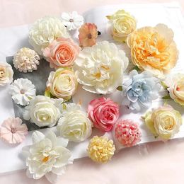 Fleurs décoratives 20 / 14pcs / lot mixte Silk artificiel Rose Fausse fleur pour décoration intérieure Décoration de mari