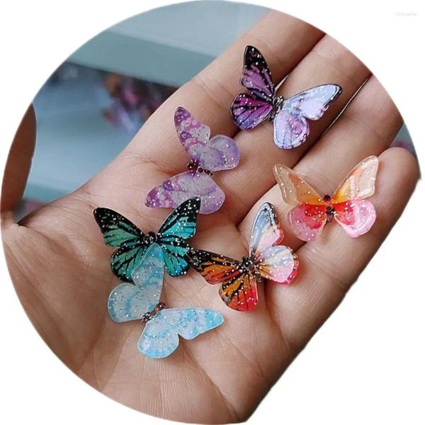 Flores decorativas 20/50/100PCS Lindo Color Mini 3D Mariposa Charms Resina Cabujones Scrapbooking DIY Joyería Artesanía Decoración Accesorios