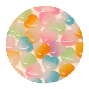 Fleurs décoratives 20/50 / 100pcs Gradient Resin Heart Flatback Cabochon Scrapbooking Kawaii Craft Embellissements Accessoires Décoration