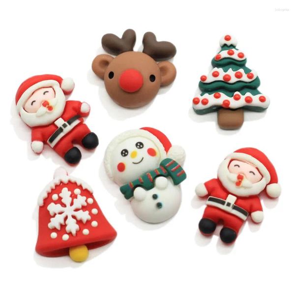 Fleurs décoratives 20/50 / KAWAII Flatback Resin Cabochon Scrapbooking Christmas Santa Claus Snowman Case Décoration Decoration DIY Kids Hair