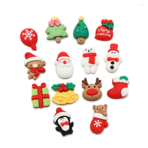 Fleurs décoratives 20 / 50pc mélange des cabochons de Noël Cabochons à plat arrière Santa Bell Tree Deer Figurines pour chaussures Boucles Sacs Décorations