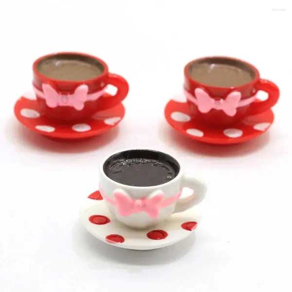 Fleurs décoratives 20/50pcs 25 26MM joli nœud café tasse à thé dos plat Mini poupées bijoux à bricoler soi-même résultats Flatback résine Cabochons breloques