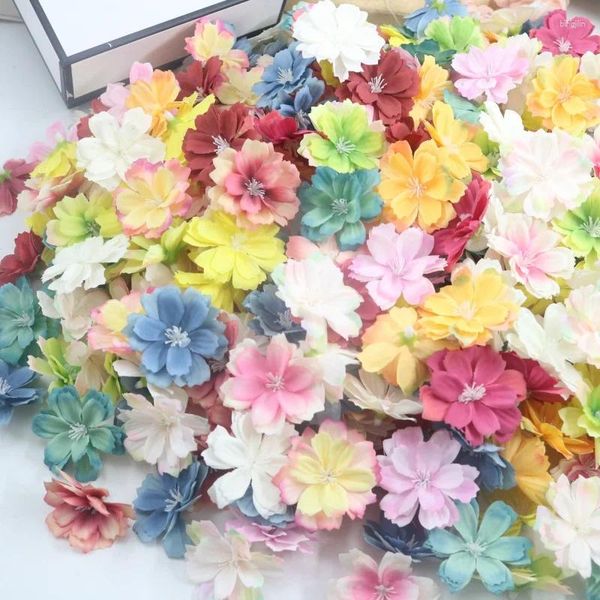 Fleurs décoratives 20 / 50pcs Multicolor Daisy Flower Heads Mini Silk Artificiel For Wedding Home Decoration Wath Scrapbooking