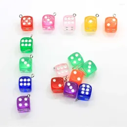 Fleurs décoratives 20/50pcs Résine Dés 3D Artisanat Coloré Transparent Personnalité Porte-clés Boucle D'oreille Pendentifs BIJOUX À BRICOLER SOI-MÊME Accessori