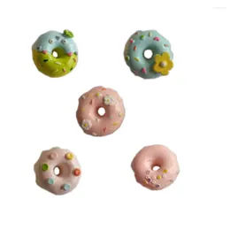 Flores decorativas 20/50pcs Resina Donut Cabochons Ornamento de comida para joyas que hacen accesorio de arte de uñas Matte Color suave