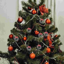 Flores decorativas 20 anillo de navidad corona de lazo artificial anillos de servilleta de servilleta en miniatura decoración de la mesa del árbol de la hermana