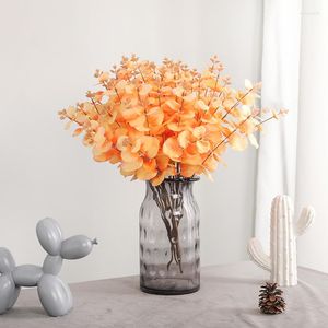 Decoratieve Bloemen 20 Koppen 5 Vorken Wit Kleurrijke Kunstmatige Eucalyptus Bladeren Groene Planten Zijde Bloem Boeket Bruiloft Thuis Party Decor