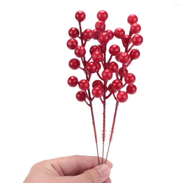 Fleurs décoratives 20 Pack 8 pouces tiges de baies rouges de Noël artificielles pour ornements d'arbre bricolage couronne de Noël vacances et décoration intérieure