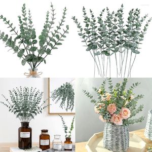 Decoratieve Bloemen 20 Stuks 38 Cm Kunstmatige Eucalyptus Bundels Grassen Nep Groen Plant Stengels Decor Voor Diy Bruidsboeket