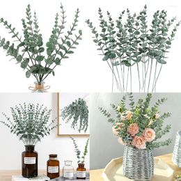 Fleurs décoratives 20 pièces 38 CM fausses Branches d'eucalyptus tiges décor Table de gâteau de fête pour bricolage Bouquet de mariage ferme jardin